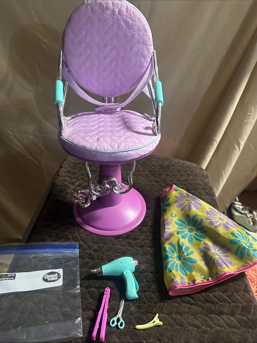 Purple Salon Chair Playset for 18 inch dolls